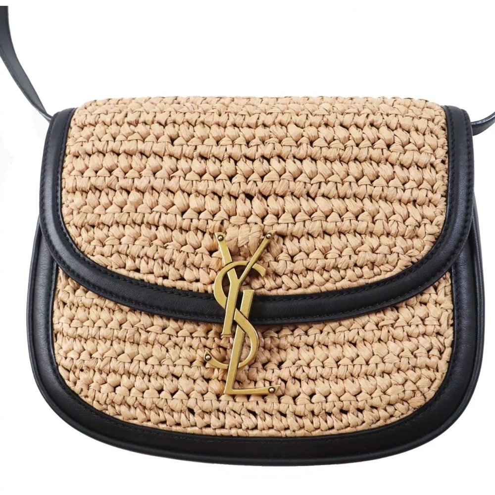 Yves Saint Laurent Beige and Black Woven Crossbody Bag